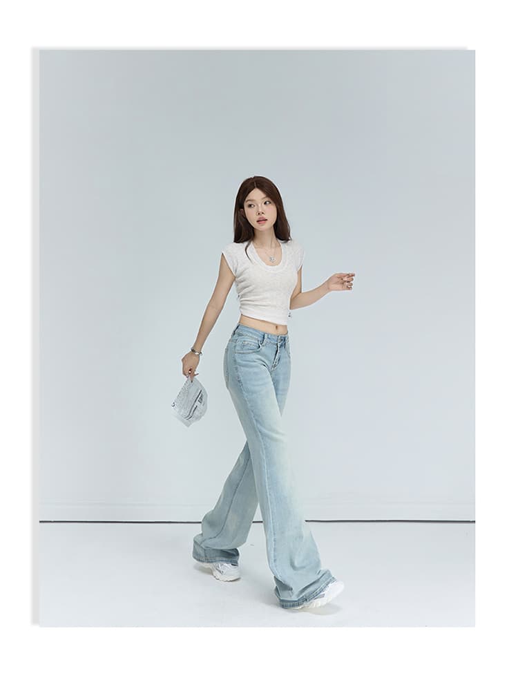 가을 겨울 새로운 카모플라주 데님 긴 바지 여성 아메리칸 로우 웨이스트 루즈핏 다용도 아니요 막대기 다리 넓은 다리 라 상세 이미지 13