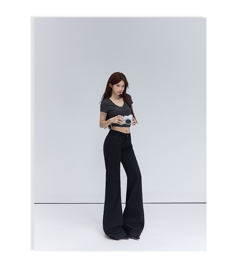가을 겨울 새로운 카모플라주 데님 긴 바지 여성 아메리칸 로우 웨이스트 루즈핏 다용도 아니요 막대기 다리 넓은 다리 라 상세 이미지 28