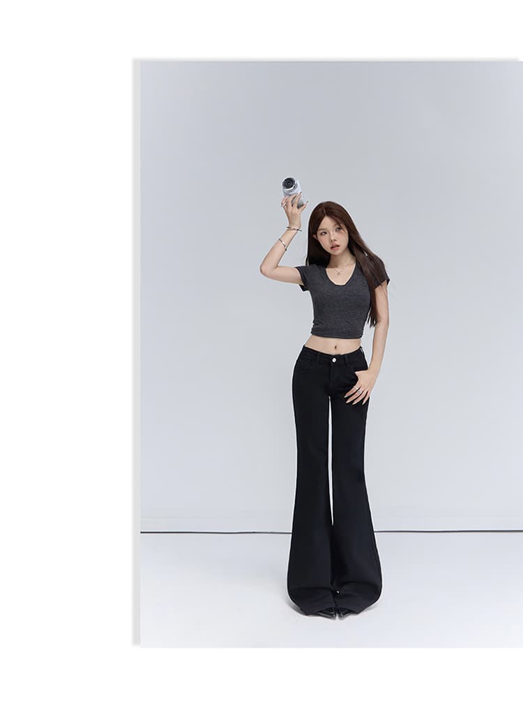 가을 겨울 새로운 카모플라주 데님 긴 바지 여성 아메리칸 로우 웨이스트 루즈핏 다용도 아니요 막대기 다리 넓은 다리 라 상세 이미지 29
