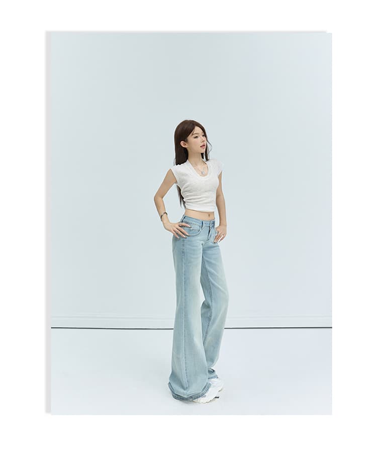 가을 겨울 새로운 카모플라주 데님 긴 바지 여성 아메리칸 로우 웨이스트 루즈핏 다용도 아니요 막대기 다리 넓은 다리 라 상세 이미지 10