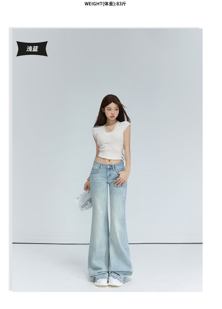 가을 겨울 새로운 카모플라주 데님 긴 바지 여성 아메리칸 로우 웨이스트 루즈핏 다용도 아니요 막대기 다리 넓은 다리 라 상세 이미지 8