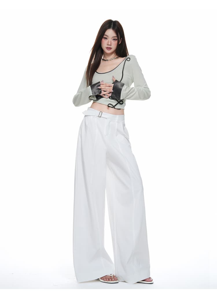 2026 봄 여름 캐주얼 스트레이트 팬츠 와이드 레그 팬츠 카키 하이웨이스트 느긋한 루즈핏 바지 벨트 포함 상세 이미지 22