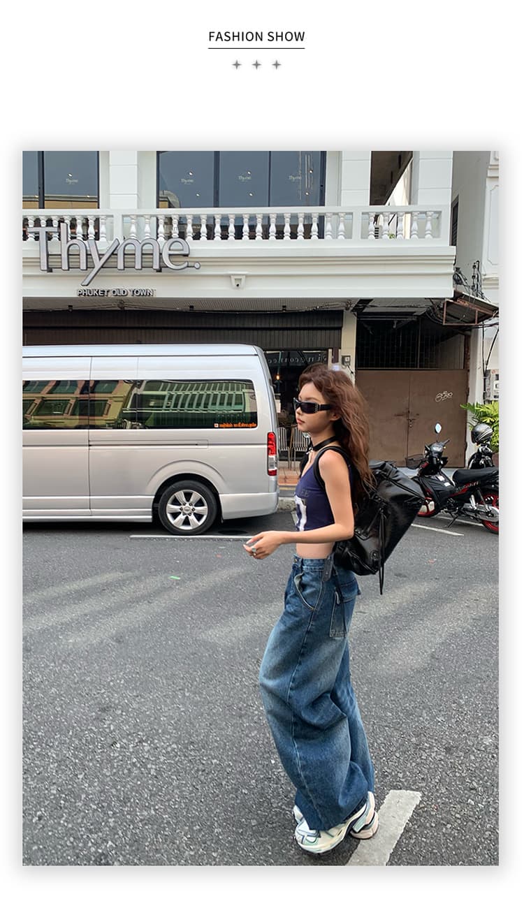 레트로 루즈핏 와이드 레그 팬츠 워크웨어 팬츠 다용도 모통이 칼 바지 청바지 여성 2026 새로운 상세 이미지 8