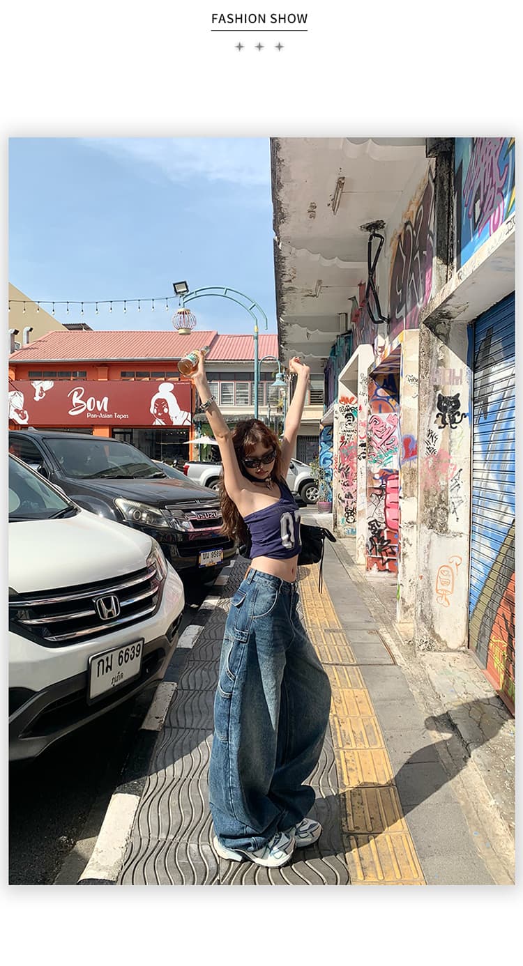 레트로 루즈핏 와이드 레그 팬츠 워크웨어 팬츠 다용도 모통이 칼 바지 청바지 여성 2026 새로운 상세 이미지 11