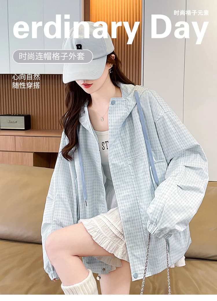 2026 봄 새로운 작은 청신 영국식 바람 연령 감소 체크무늬 학원 스타일 워크웨어 재킷 재킷 다용도 루즈핏 한국 스타일 상세 이미지 1