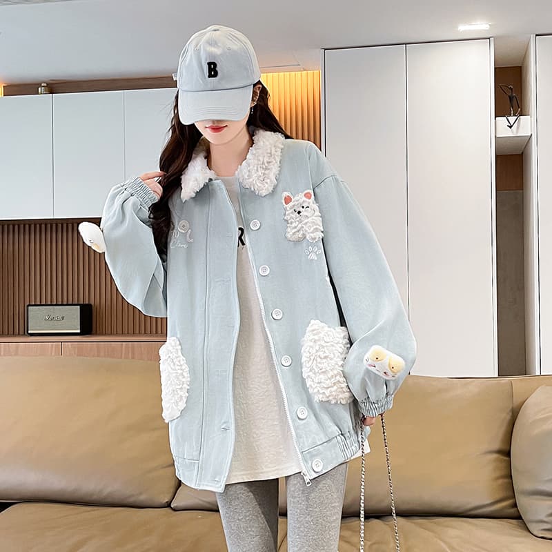 2026 봄 새로운 작은 청신 3d 3 차원 자수 슈퍼 잘 생긴 연령 감소 학원 스타일 외투 다용도 루즈핏 한국 스타일 이미지 4