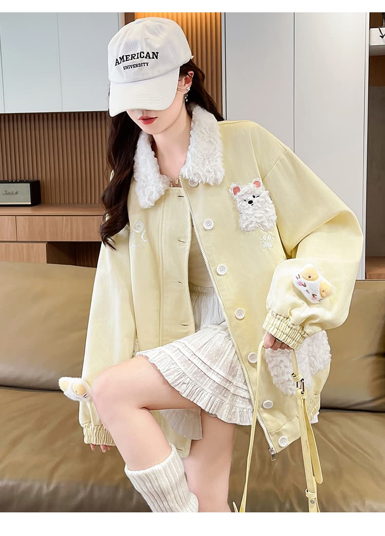 2026 봄 새로운 작은 청신 3d 3 차원 자수 슈퍼 잘 생긴 연령 감소 학원 스타일 외투 다용도 루즈핏 한국 스타일 상세 이미지 9