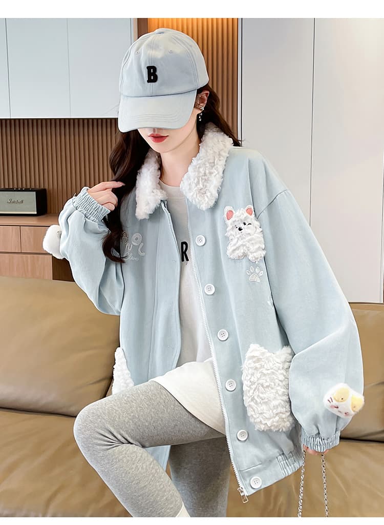 2026 봄 새로운 작은 청신 3d 3 차원 자수 슈퍼 잘 생긴 연령 감소 학원 스타일 외투 다용도 루즈핏 한국 스타일 상세 이미지 16