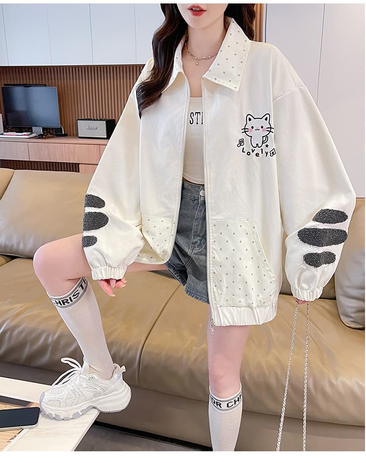 2026 가을 새로운 국가 트렌디 3 차원 자수 귀여운 학원 일본식 한국 스타일 루즈핏 바람막이 야구 외투 트렌디 상세 이미지 21