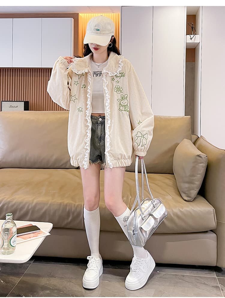 실사 2026 가을 새로운 달콤함 학원 한국 스타일 h 종류 코듀로이 야구 유니폼 연령 감소 다용도 루즈핏 재킷 트렌디 상세 이미지 15