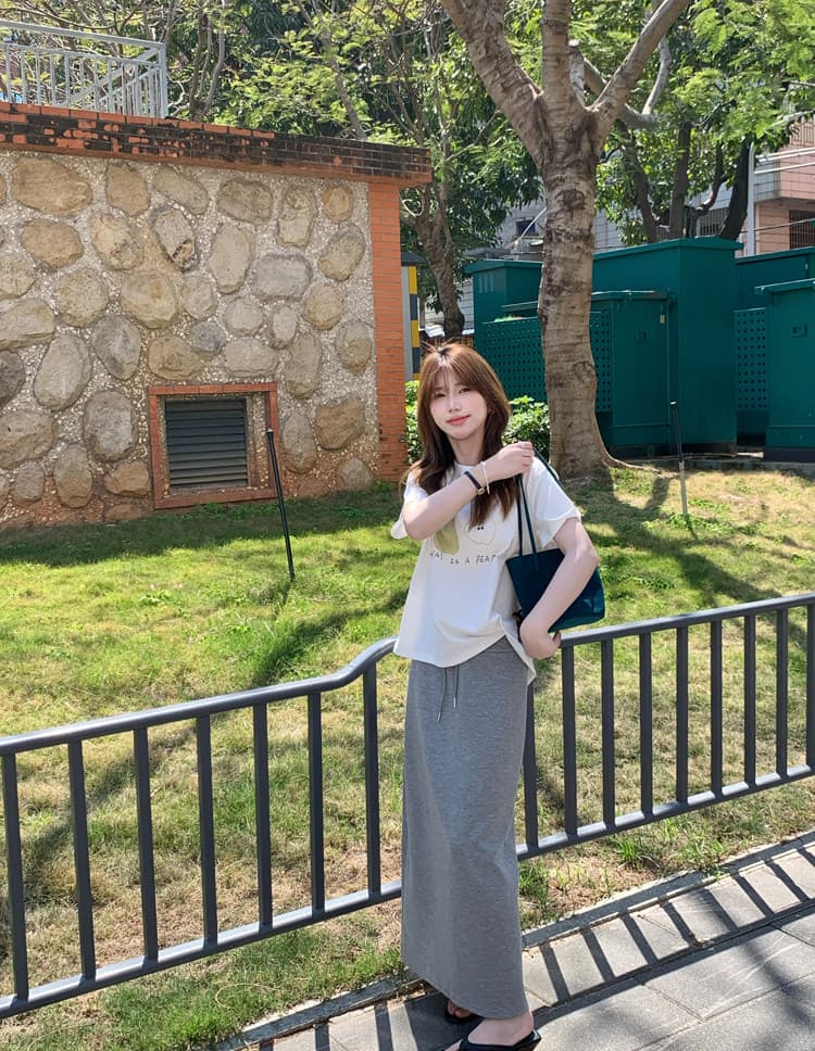 임산부 새로운 펌프 로프 타이트 스커트 롱 스커트 임신 기간 트임 반신 스커트 10 외국 가스 프린트 맨위 임산부 투피스 슈트 로드 중 상세 이미지 7