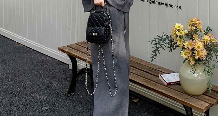 선물 물품 가을 새로운 회색 운동 캐주얼 스트라이프 패치워크 후드티 세트 디자인 센스 와이드 레그 팬츠 임산부 투피스 세트 상세 이미지 28