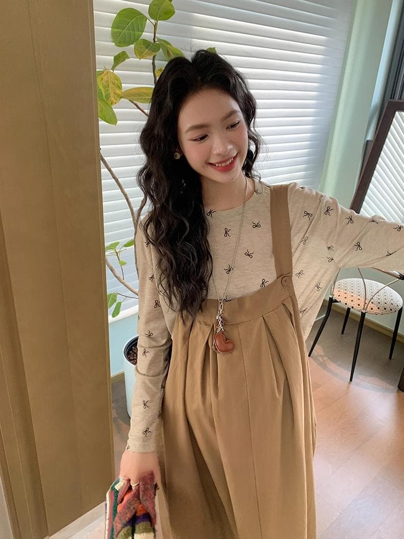 선물 물품 새로운 인터넷 유명인 달콤함 연령 감소 품격 슬림해 보이는 나비 매듭 맨위 조끼 스커트 임산부 투피스 세트 상세 이미지 4