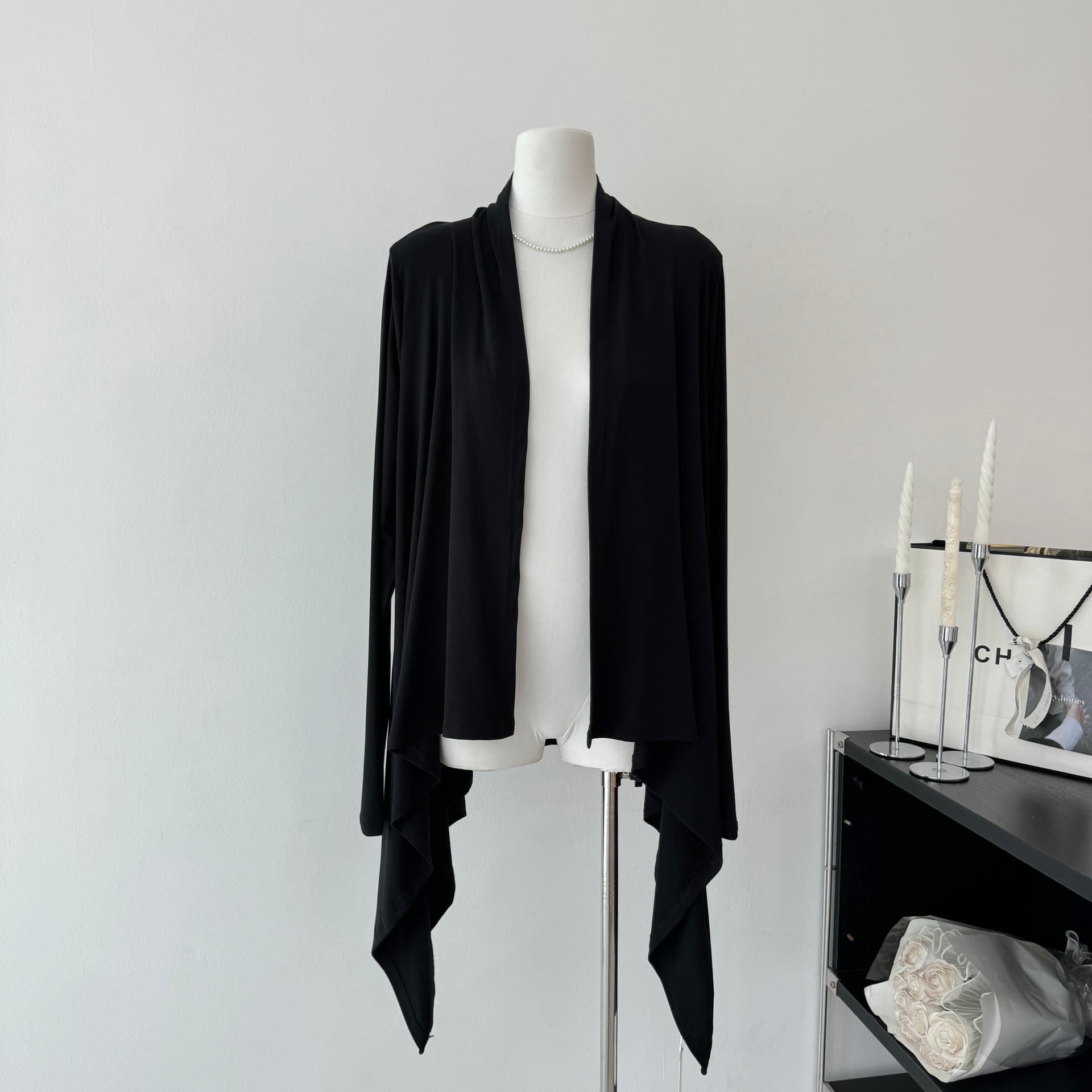 yolo shop ro 바람 주간 실크 양모 불규칙 얇은 스타일 니트 카디건 코트 봄 회색 느긋한 긴팔 상세 이미지 2