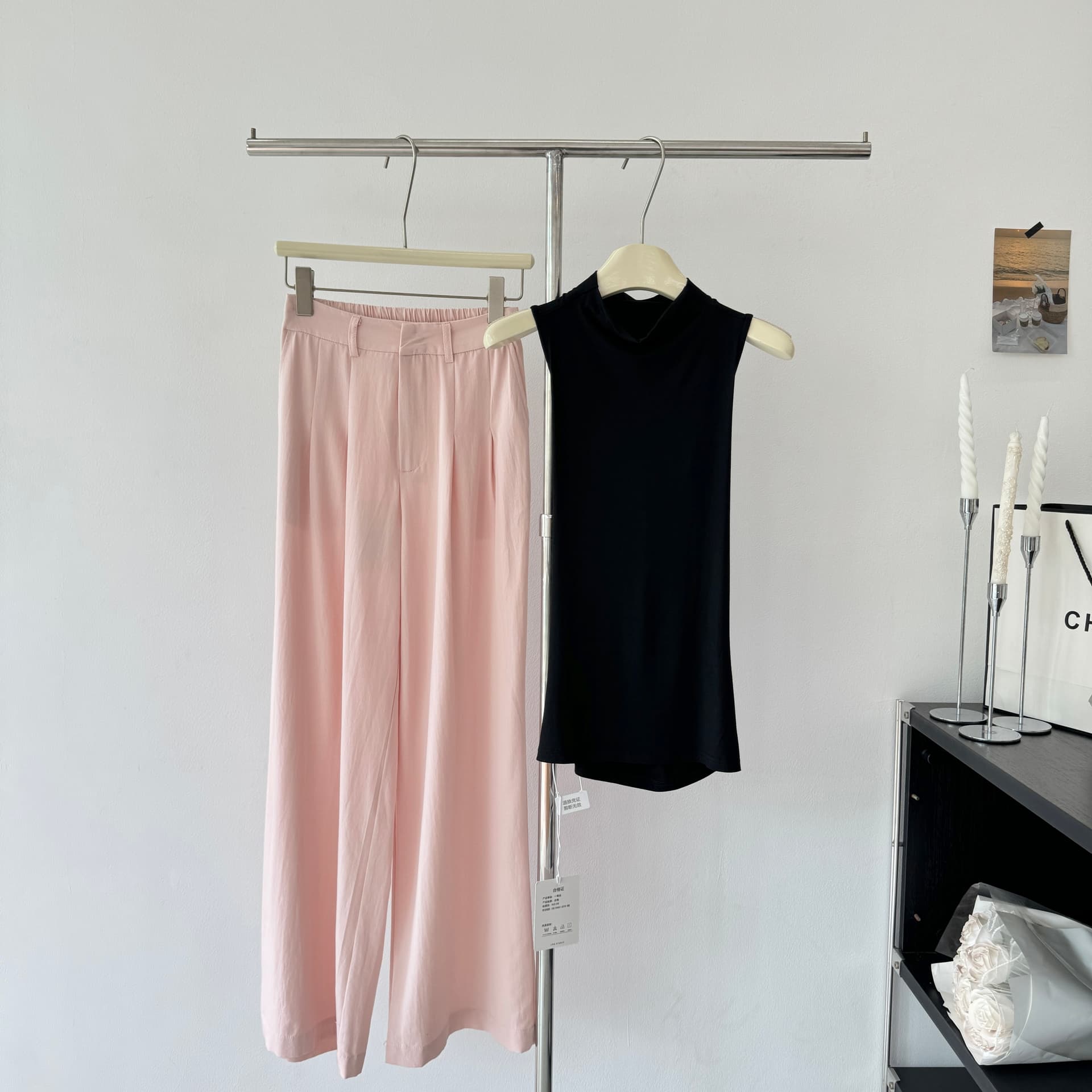 yuyureal 산소 100 전체 아마 여름 에어컨 화이트 핑크색 캐주얼 바지 도루 센스 넓은 다리 면 린넨 바지 상세 이미지 4