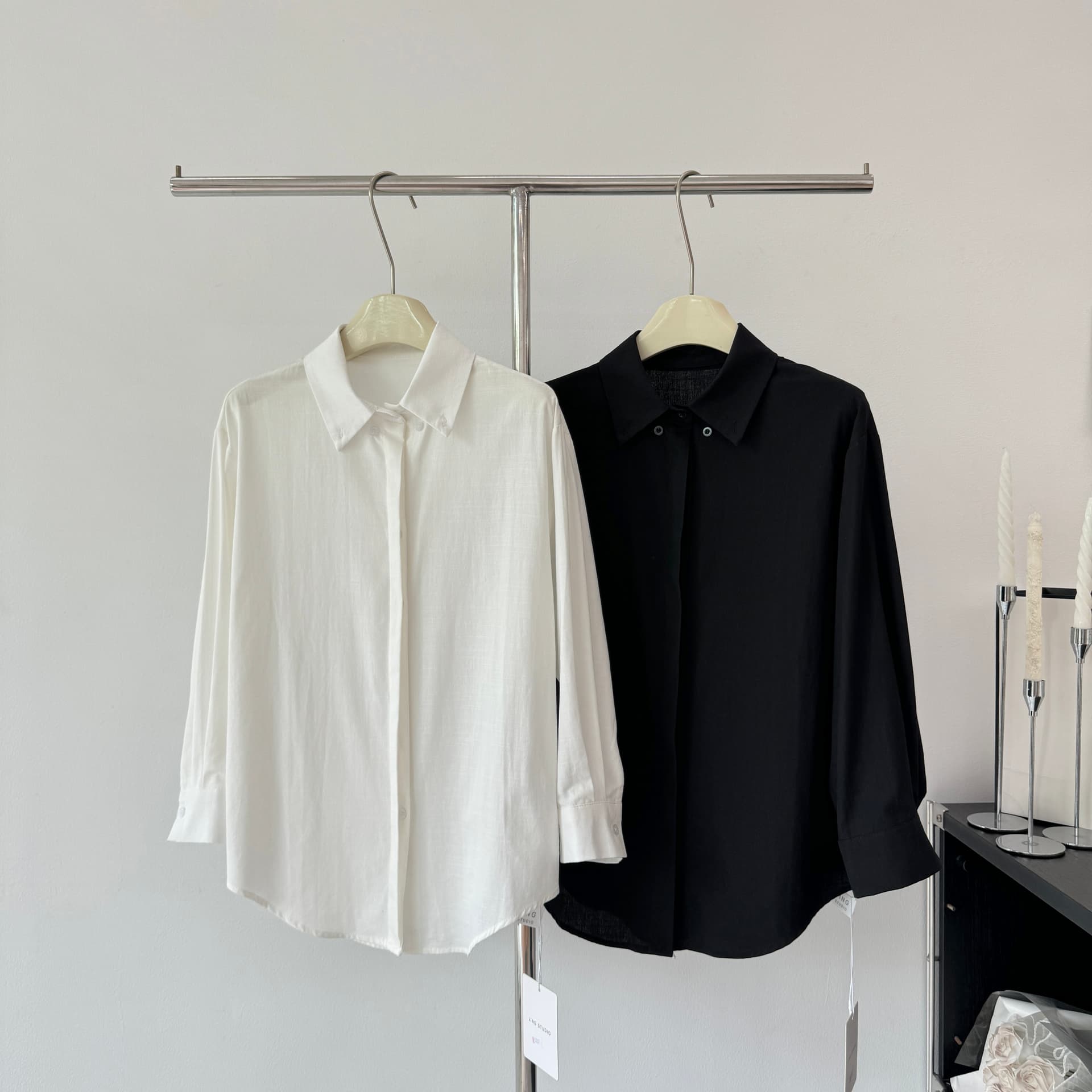 5werkwen 자연 산소 오른쪽 느슨함 지배 1oo 아마 수공 뒤집다 Pleat 볼륨 측면 소매 루즈핏 셔츠 이미지 2