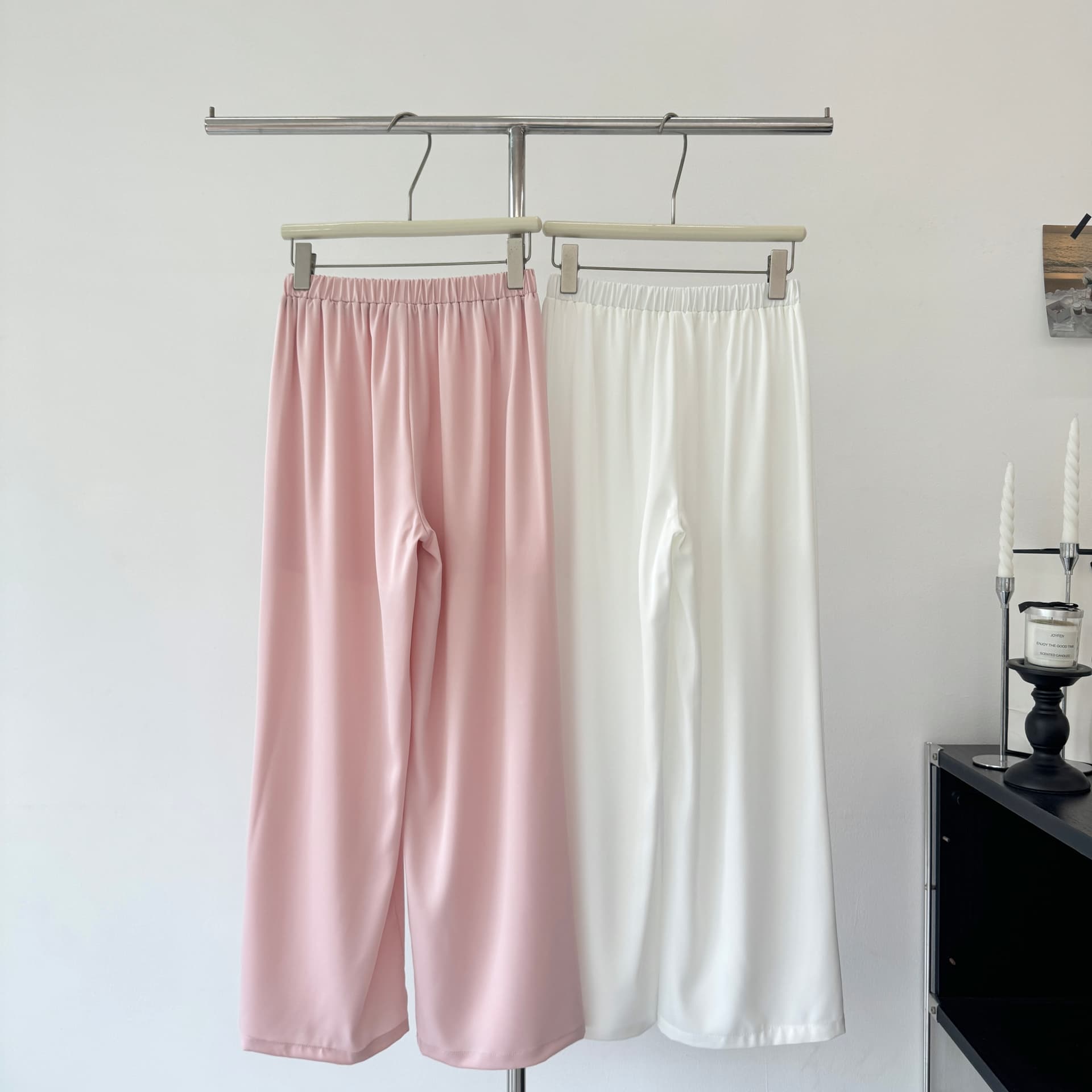 jmshop 산소 바지 화이트 아세트산 와이드 레깅스 바지 여름 얇은 스타일 도루 피하다. 차가운 바지 스트레이트 캐주얼 바지 상세 이미지 3