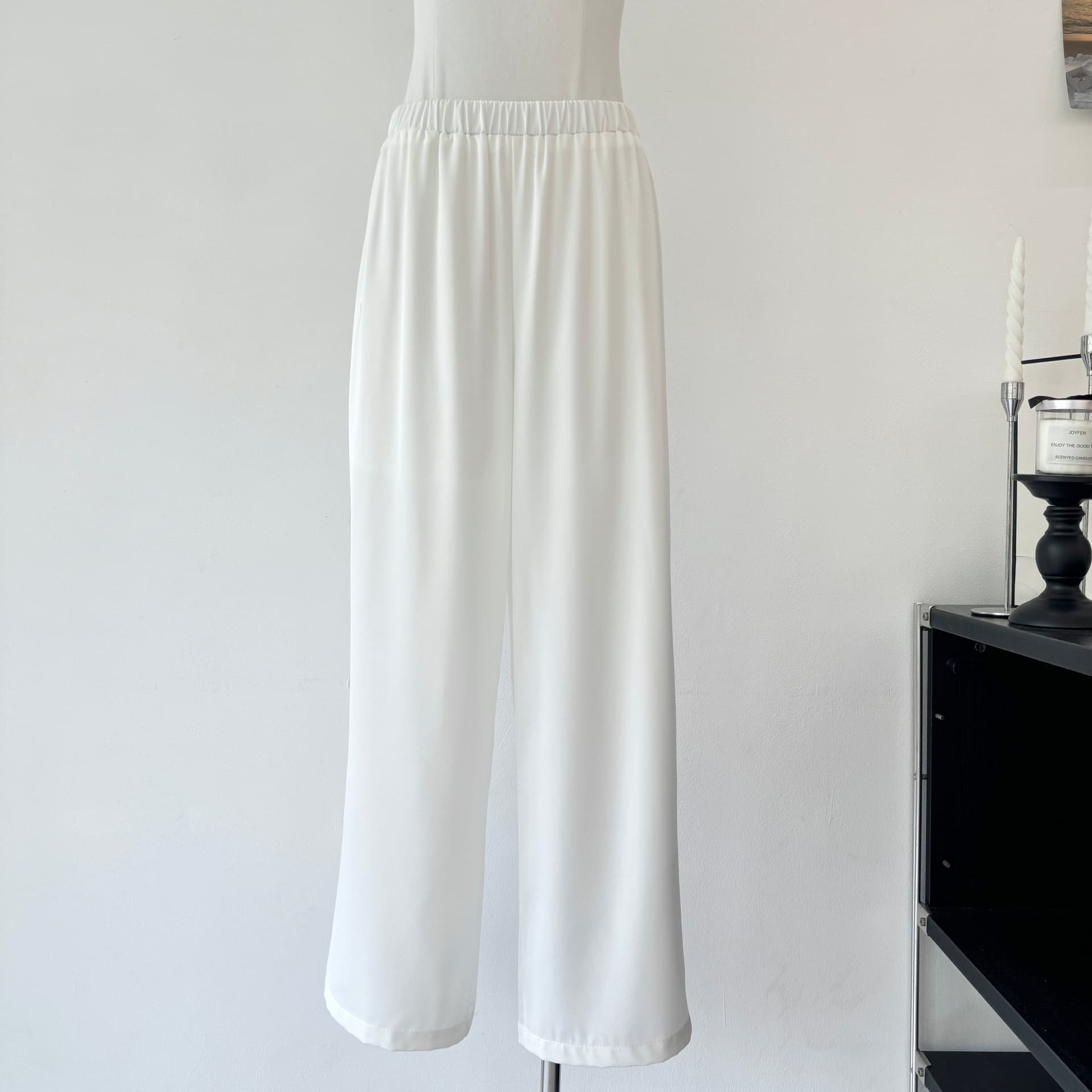 jmshop 산소 바지 화이트 아세트산 와이드 레깅스 바지 여름 얇은 스타일 도루 피하다. 차가운 바지 스트레이트 캐주얼 바지 상세 이미지 4