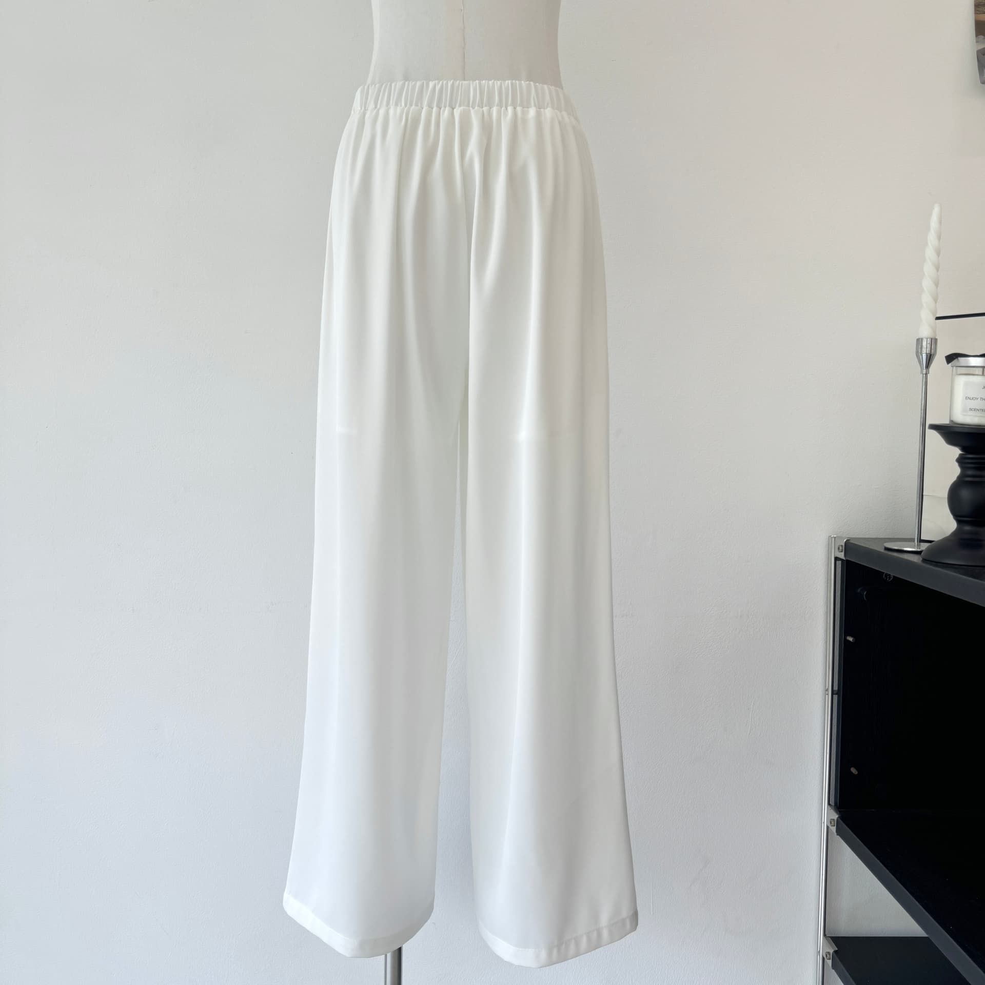 jmshop 산소 바지 화이트 아세트산 와이드 레깅스 바지 여름 얇은 스타일 도루 피하다. 차가운 바지 스트레이트 캐주얼 바지 상세 이미지 5