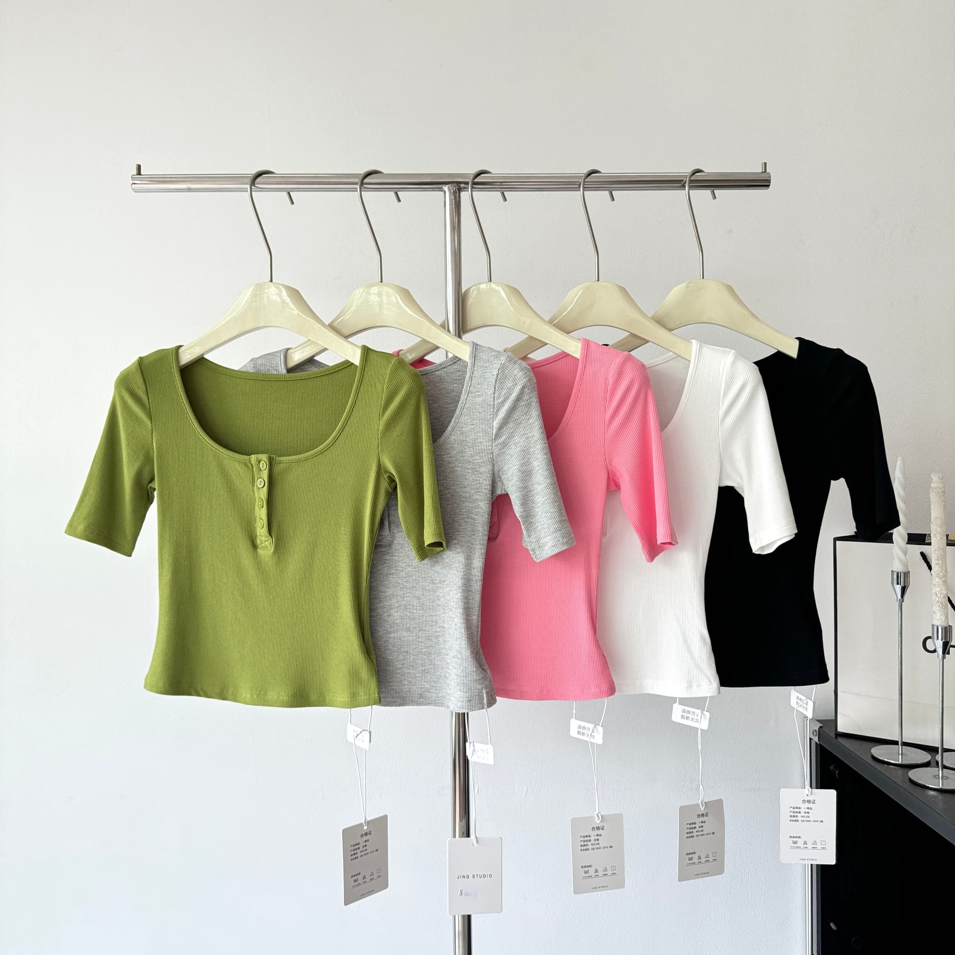 jmshop 타운 가게 일 부드러운 욕망 끓인 물 프로 피부 주간 실크 양모 반팔 티셔츠 이미지 2