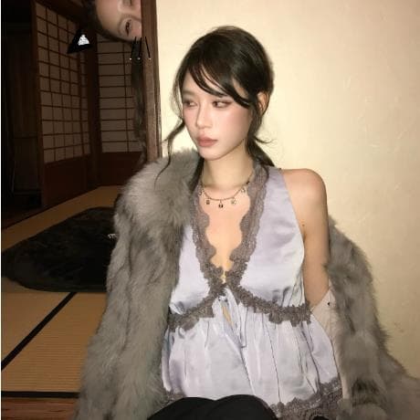 dailydashv 칼라 레이스 캐미솔 패치워크 색상 만나는 품격 맨위