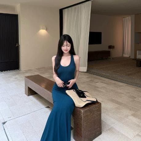 laareetoo 한 부서 u 칼라 여성 드레스 몸매 가꾸기 슬림해 보이는 여름 디자인 센스 센스 슬립 드레스 품격 롱 스커트 상세 이미지 1