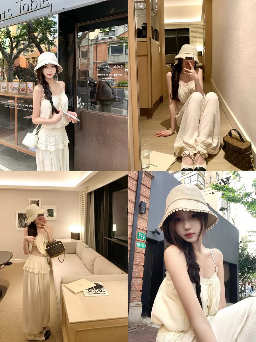 디스크 디스크 부드러운 특별 조정 훅 제직 레이스 측면 캐주얼 바지 여성 여름 루즈핏 얇은 스타일 꽃밭 바지 아마 롱 바지
