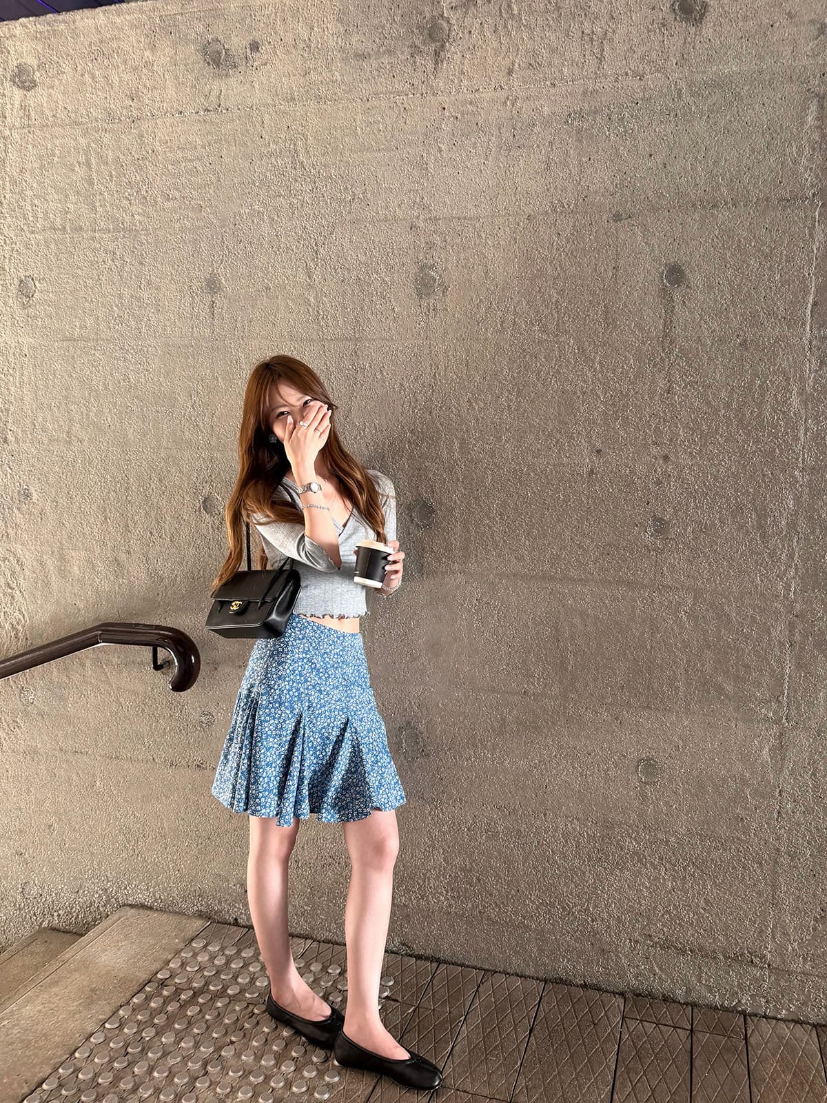 yookson 여름 섬 꽃 정보 소녀 가벼움 센스 레이스 쉬폰 스커트 꽃무늬 A라인 스커트 중간 스커트 슬림해 보이는 반신 스커트 상세 이미지 3
