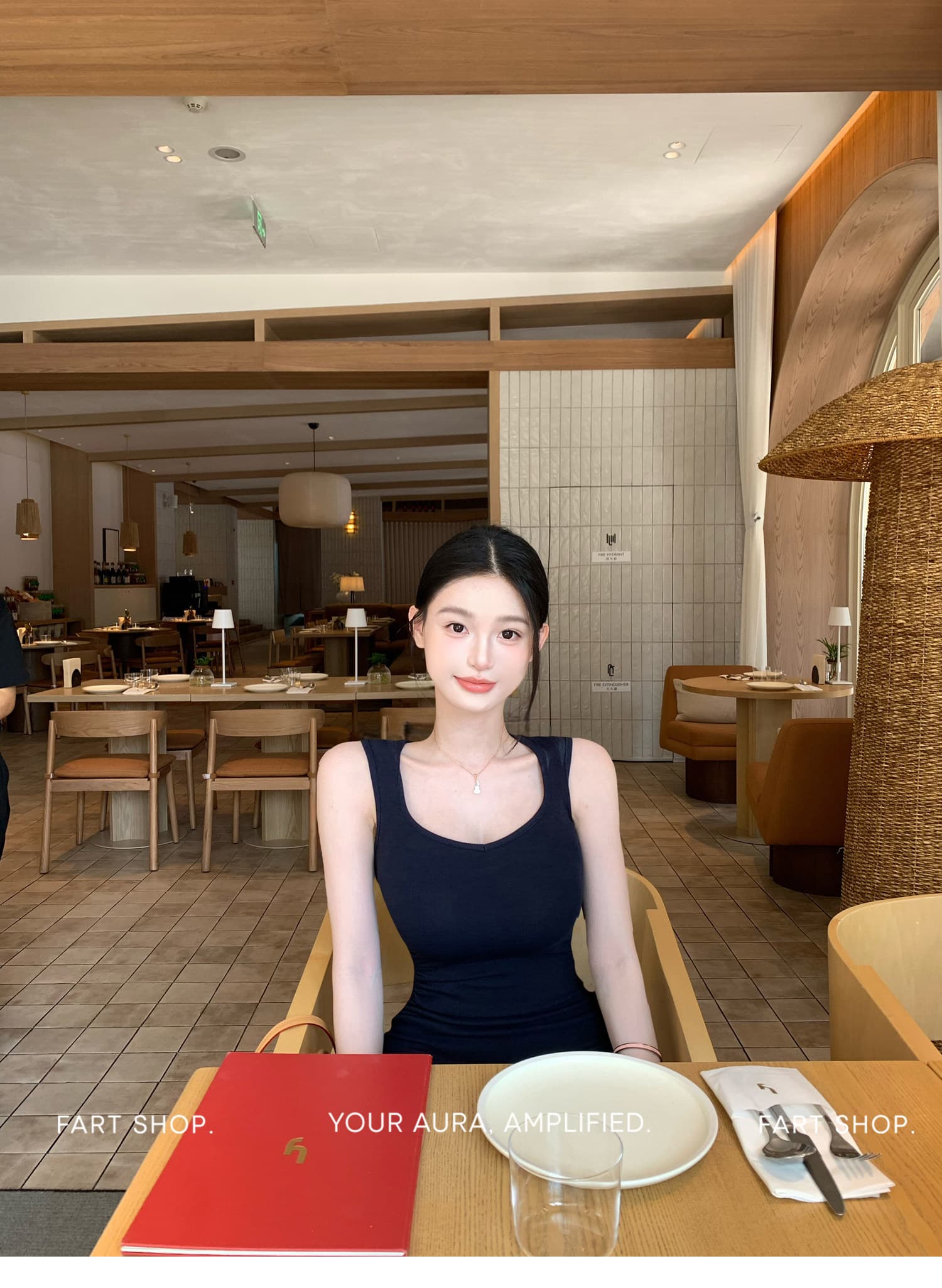 fart shop 태국 사람 랜드 휴일 로얄 블루 미니멀리즘 민소매 여성 드레스 봄 여름 허리 수축 롱 스커트 상세 이미지 18