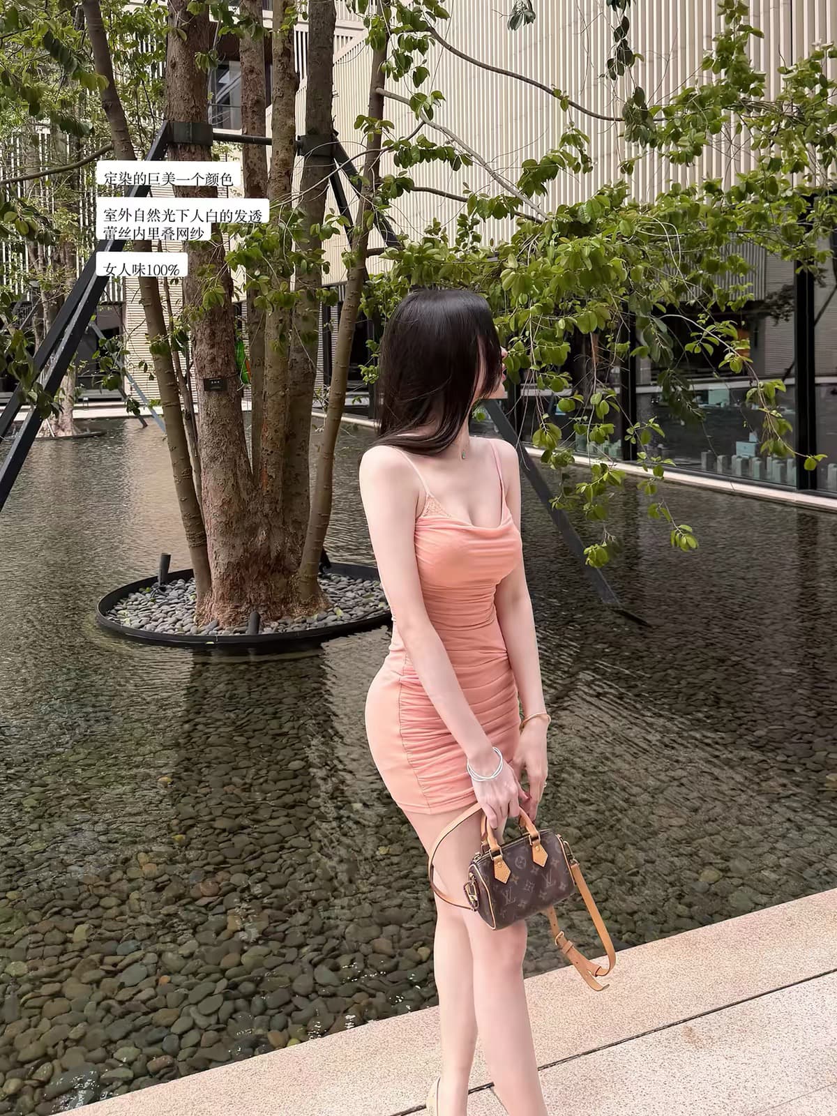 farte shop 라스베리 과일 랭 남 고기 핑크색 레이스 흔들다 칼라 슬립 여성 드레스 봄 여름 타이트 스커트 이미지 2