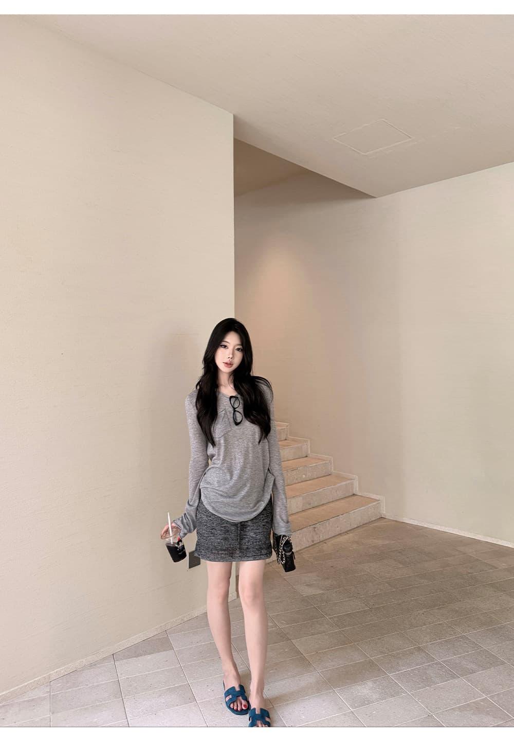 laareetoo 삼색 양모 긴팔 티셔츠 여성 여름 2026 새로운 만나는 맨위 슬림해 보이는 다용도 상세 이미지 14