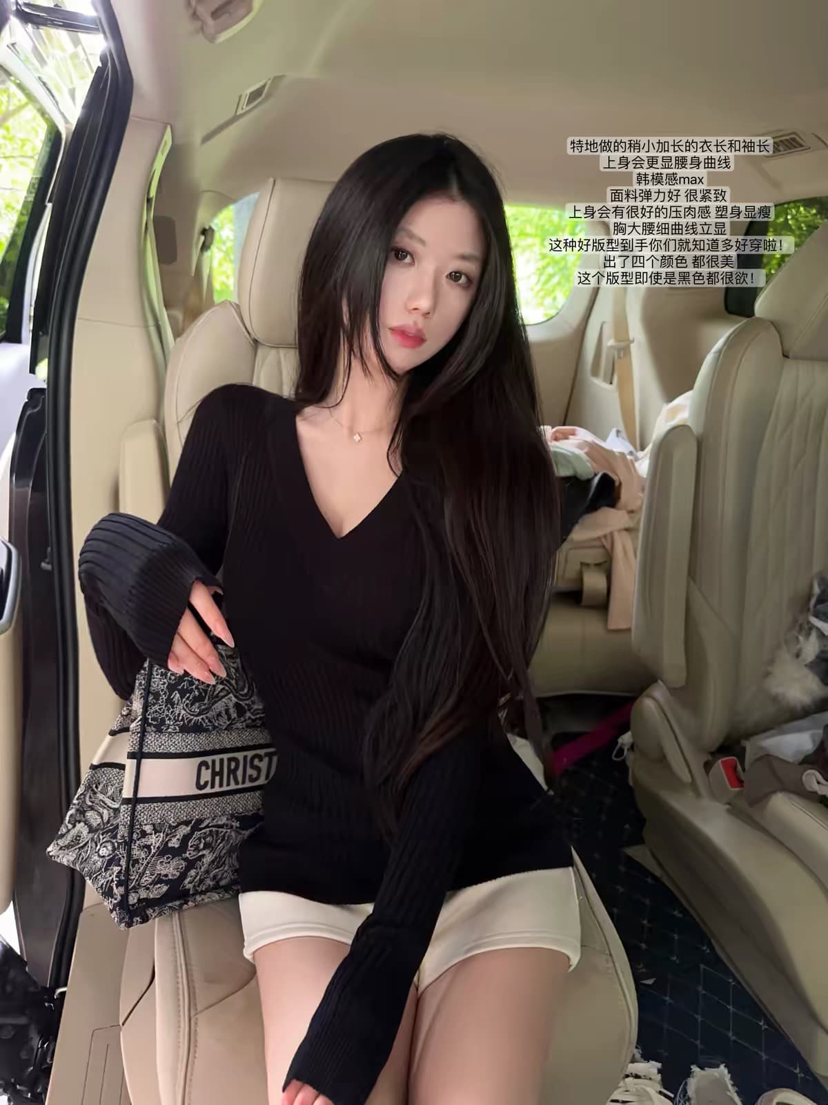 원 영어 제한적 가슴 대 허리 좋은 핏 스타일 자이언트 암소 슬림해 보이는 V넥 질감 니트 긴 소매 맨위 봄 새로운 상세 이미지 3