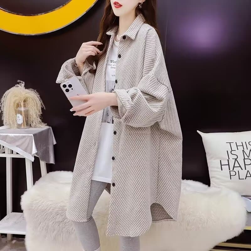 원본 솜씨 두꺼운 뭐라구? 가을 겨울 새로운 느긋한 바람 POLO 칼라 셔츠 레트로 작은 샤넬 스타일 재킷 상세 이미지 3