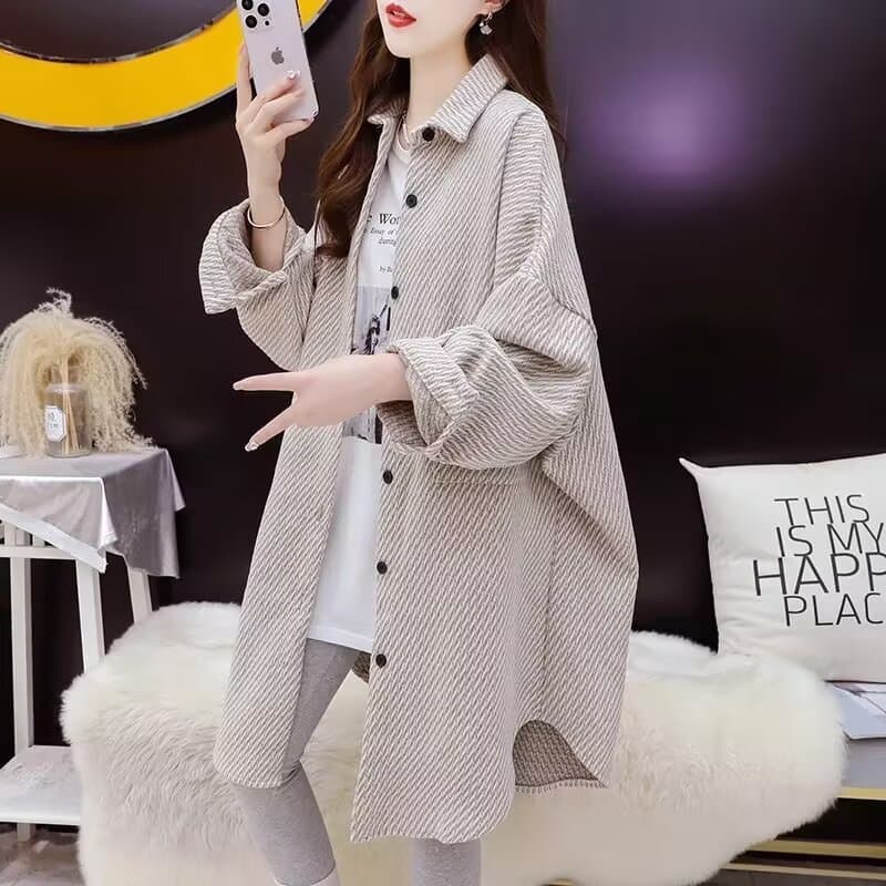 원본 솜씨 두꺼운 뭐라구? 가을 겨울 새로운 느긋한 바람 POLO 칼라 셔츠 레트로 작은 샤넬 스타일 재킷 상세 이미지 5