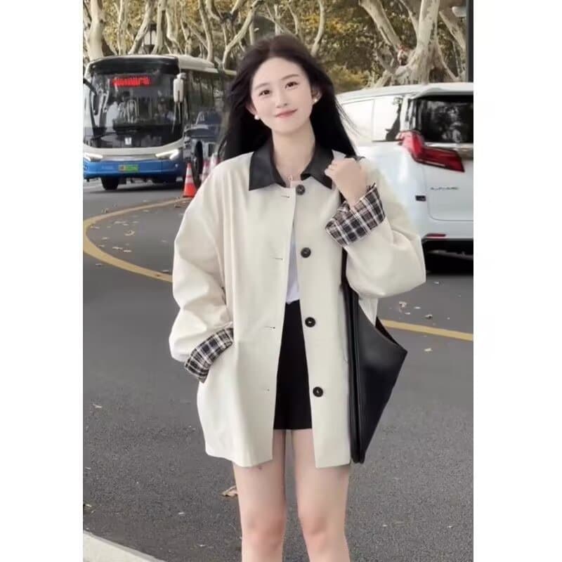 한 부서 바람막이 여성 코트 2026 봄 가을 새로운 작은 키 열린 봄 캐주얼 그는 벤 바람 고급 센스 일본식 상세 이미지 5