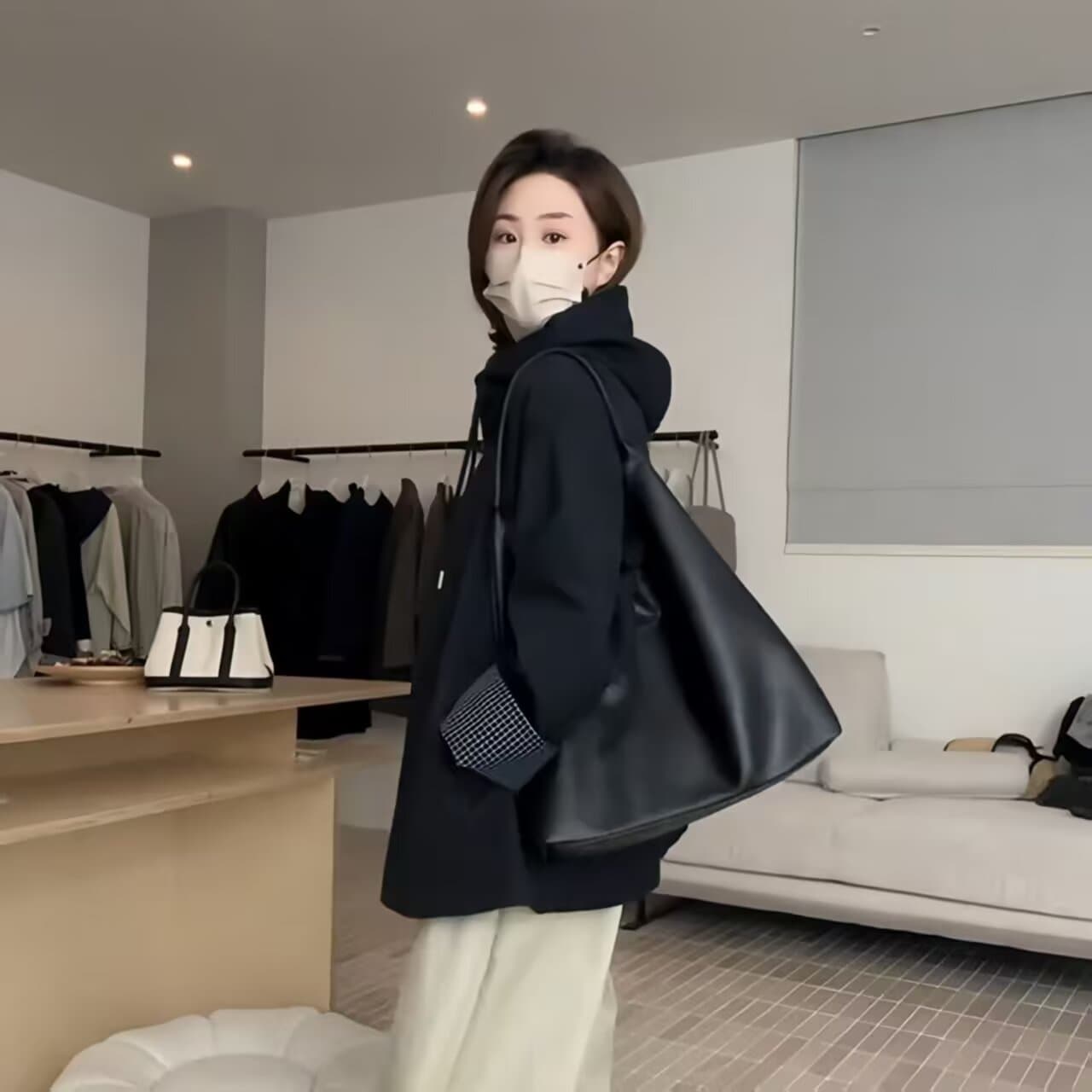 고급 배색 바람막이 2026 재킷 봄 가을 밖으로 조각 루즈핏 영국식 새로운 코트 슬림해 보이는 중간 길이 여성 코트 상세 이미지 5