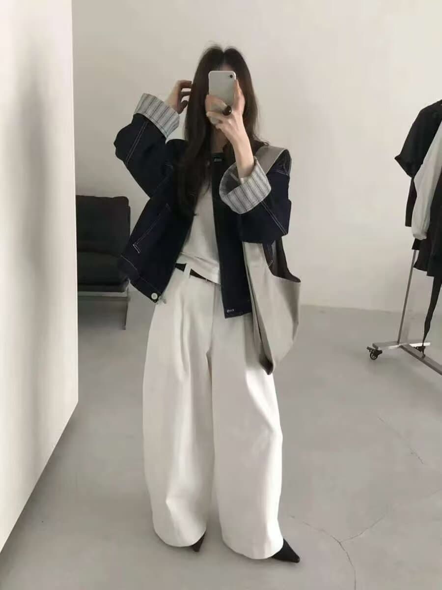 oversize 데님 짧은 여성 코트 봄 가을 2026 새로운 이른 가을 얇은 코트 자이언트 잘 생긴 ~ 중 쇼트 스타일 재킷 상세 이미지 5