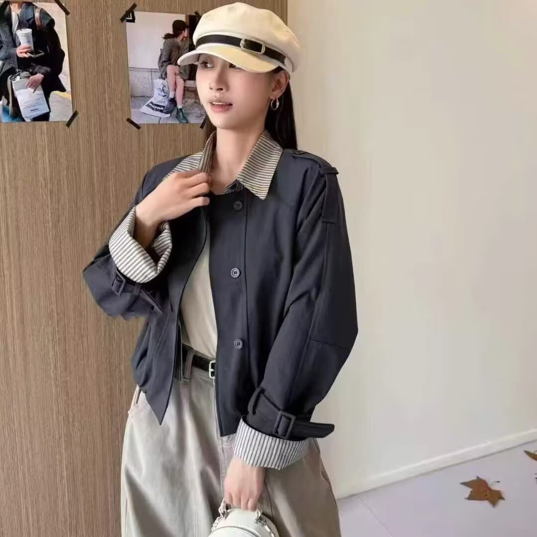 가을 새로운 바 En 바람 작은 키 쇼트 스타일 재킷 재킷 여성 레저 고급 센스 재킷 워크웨어 맨위 이미지 4