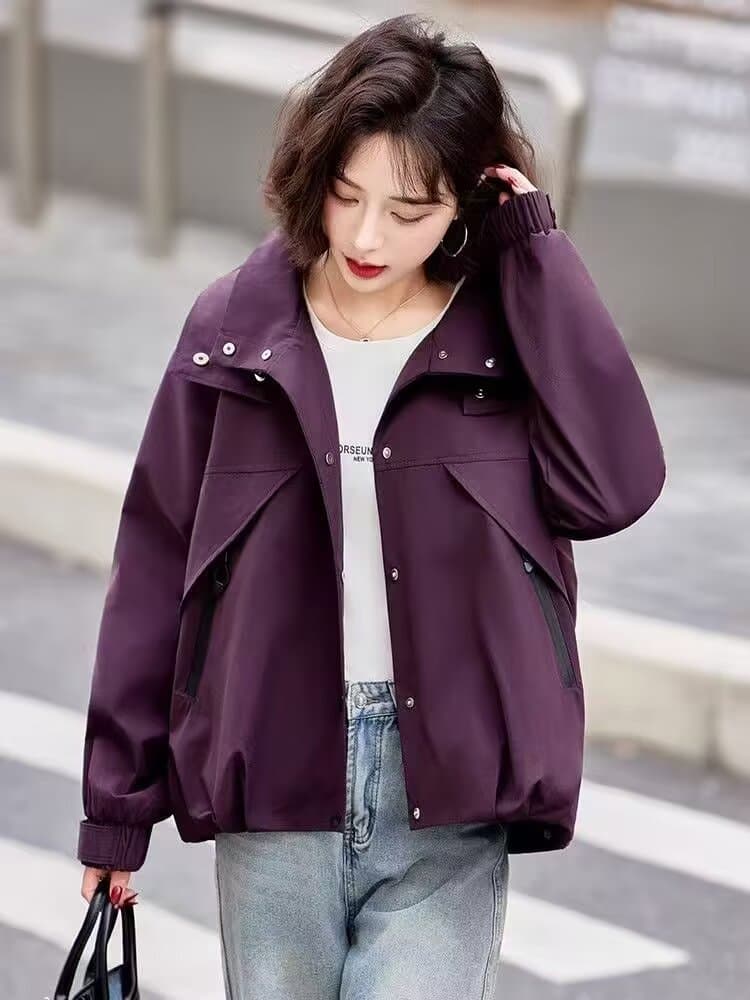 바람막이 여성 코트 봄과 가을 옷 고급 센스 작은 키 외국 가스 쇼트 스타일 2026 새로운 캐주얼 빅 사이즈 요금 맨위 상세 이미지 2