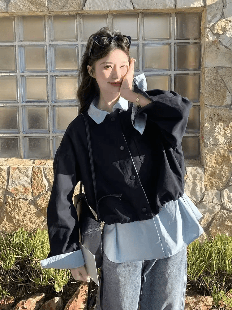 한 부서 레트로 폴로 칼라 지퍼 재킷 가죽 재킷 다용도 pu 피질 재킷 오토바이 재킷 상세 이미지 1