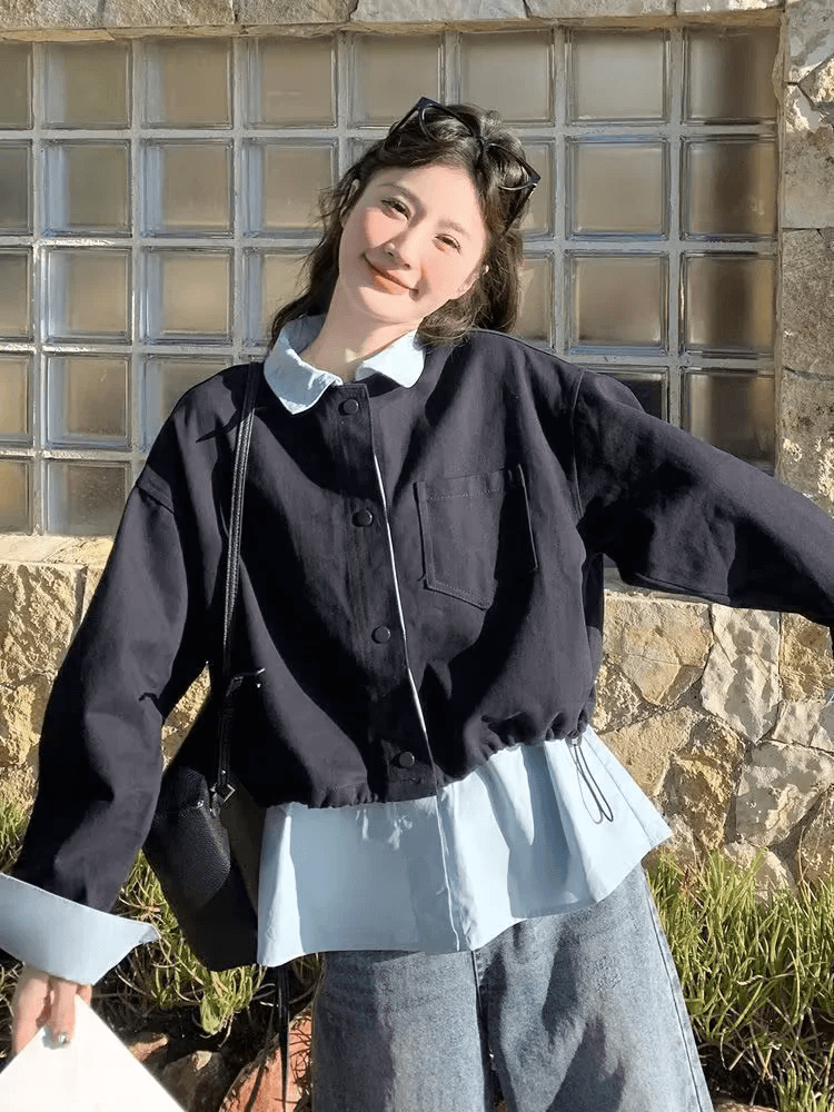 한 부서 레트로 폴로 칼라 지퍼 재킷 가죽 재킷 다용도 pu 피질 재킷 오토바이 재킷 상세 이미지 5