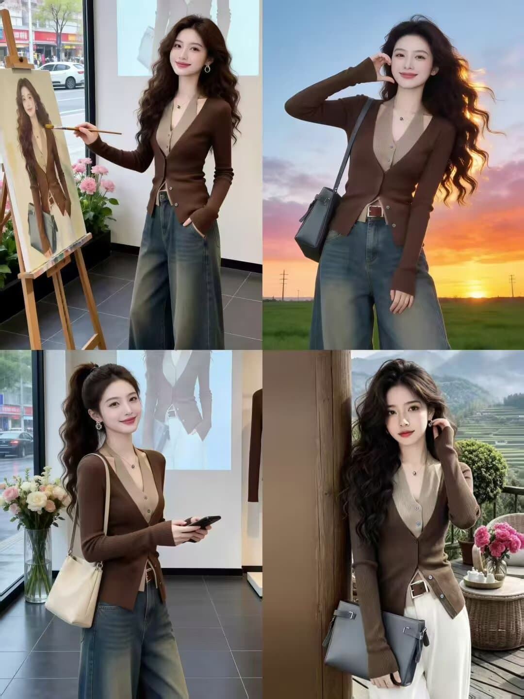 패션 한국 스타일 페이크 레이어드 반팔 티셔츠 외국 가스 여름 얇고 가벼운 패션 배색 패치워크 슬림해 보이는 작은 대중 니트 스웨터 상세 이미지 2