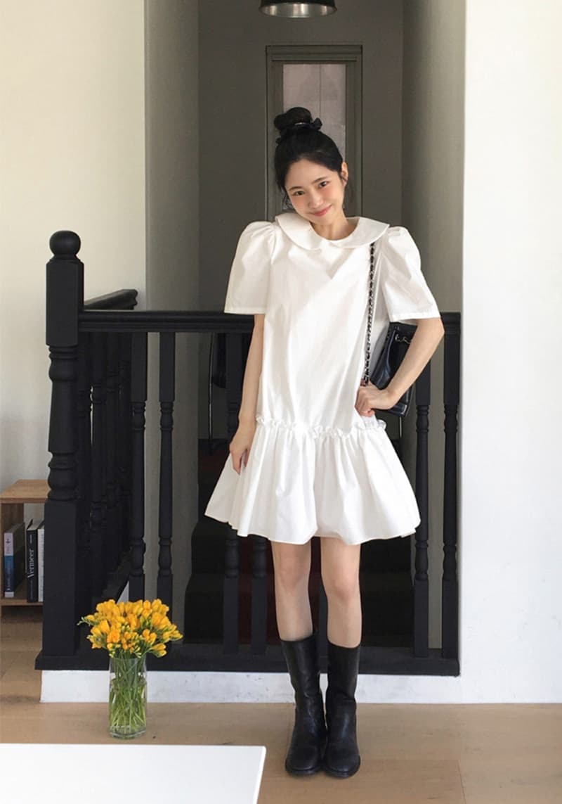 크기 있음 업데이트 한국 chic 작은 대중 연령 감소 펌프 Pleat 인형 섹션 드레스 이미지 3