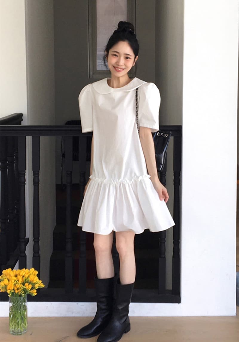크기 있음 업데이트 한국 chic 작은 대중 연령 감소 펌프 Pleat 인형 섹션 드레스 상세 이미지 4