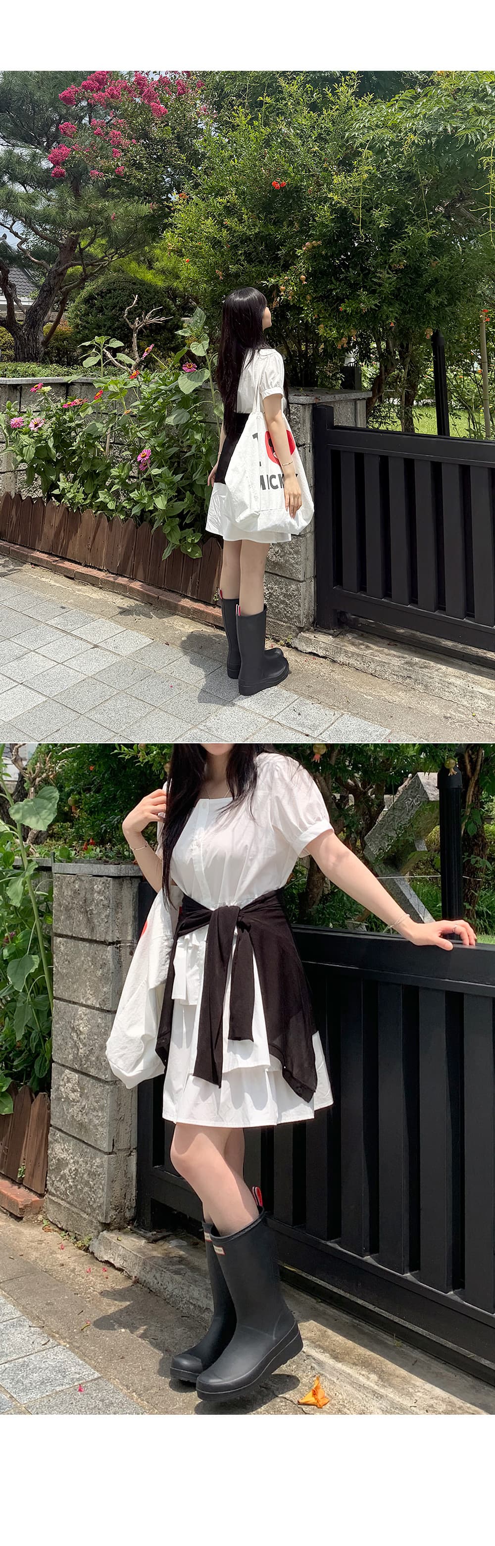 크기 있음 업데이트 한국 chic 작은 대중 라운드 넥 디자인 센스 불규칙 셔츠 드레스 상세 이미지 5