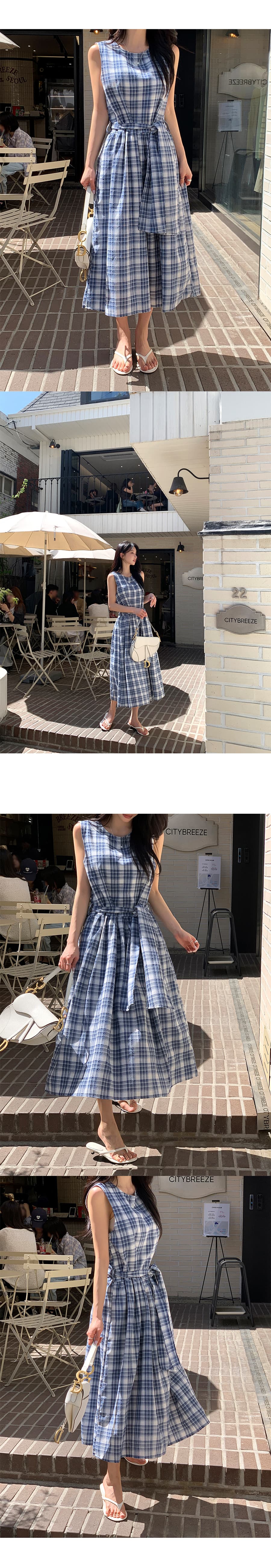 크기 있음 업데이트 한국 chic 프랑스식 클래식 레트로 라운드 넥 레이스업 조끼 대 치마 드레스 상세 이미지 6
