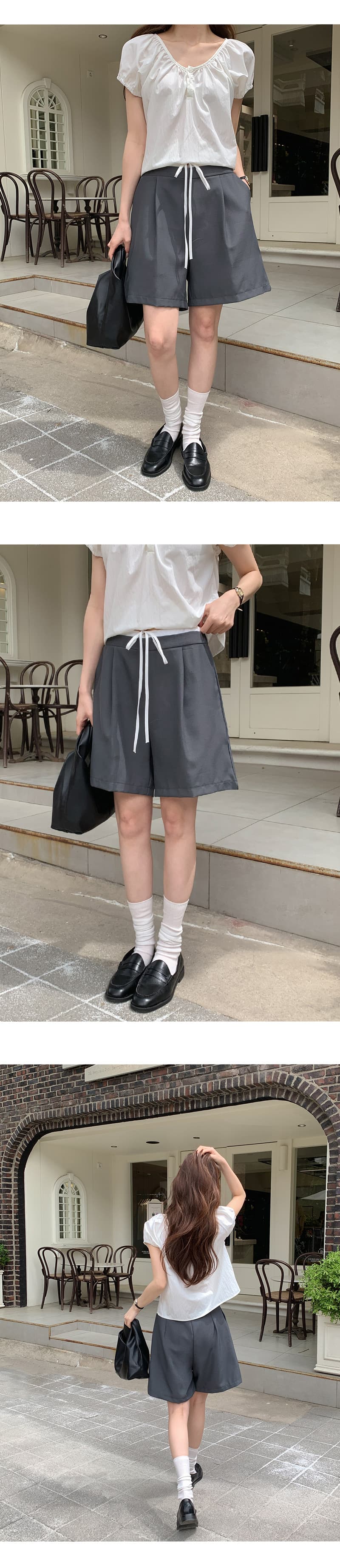 크기 있음 업데이트 한국 chic 작은 대중 배색 다용도 넓은 다리가 짧다. 바지 상세 이미지 1