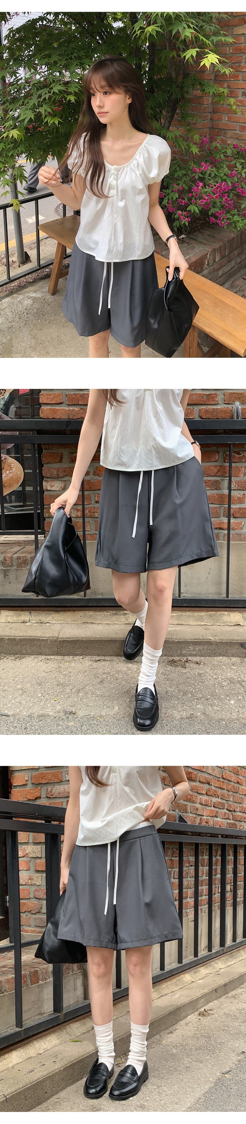 크기 있음 업데이트 한국 chic 작은 대중 배색 다용도 넓은 다리가 짧다. 바지 상세 이미지 2