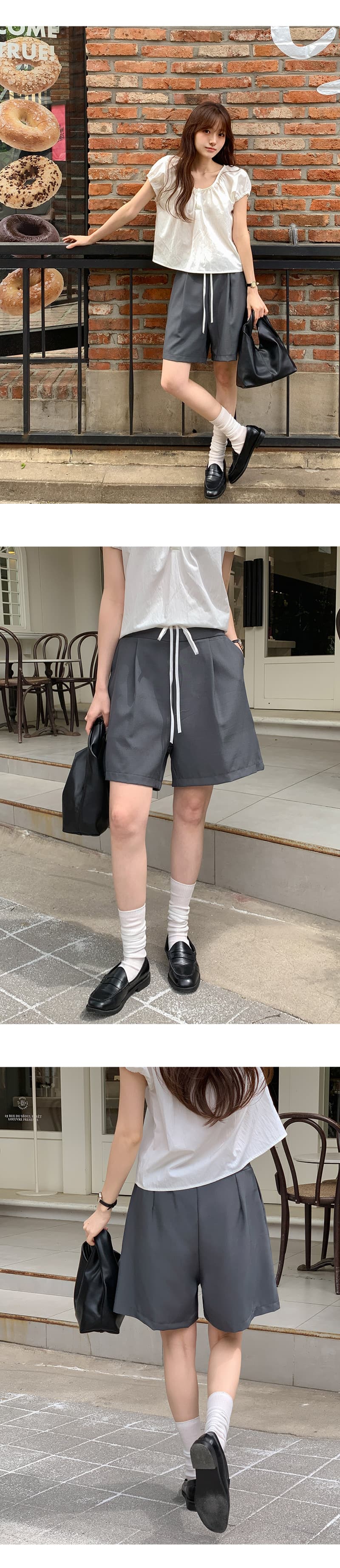 크기 있음 업데이트 한국 chic 작은 대중 배색 다용도 넓은 다리가 짧다. 바지 상세 이미지 3