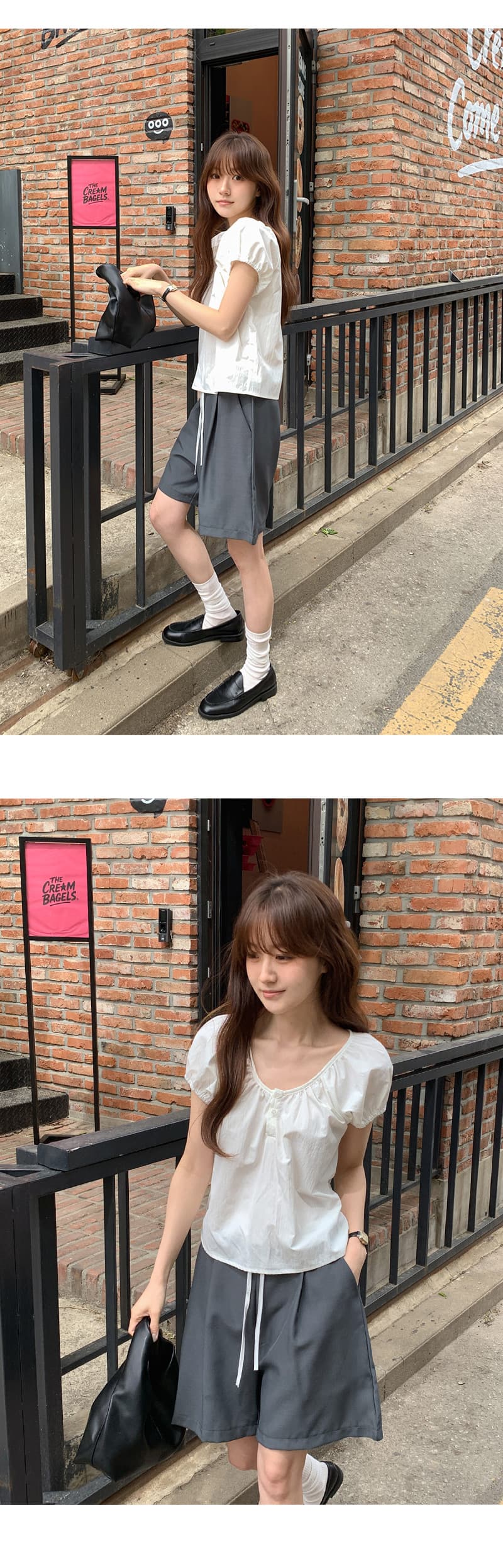 크기 있음 업데이트 한국 chic 작은 대중 배색 다용도 넓은 다리가 짧다. 바지 상세 이미지 4